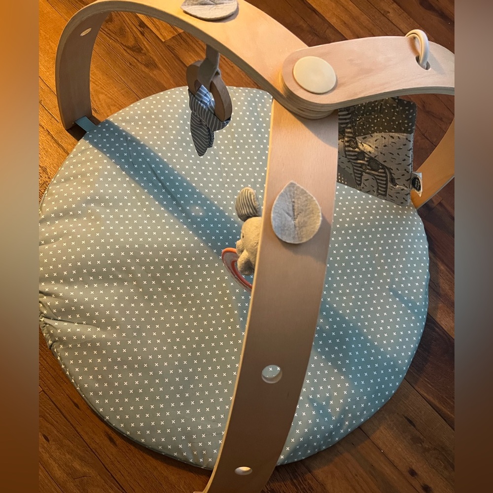 Ingenuity Cozy Spot Reversible Duvet Activity Gym & Play Mat with Wooden Bar!